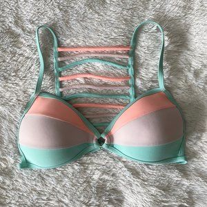 Pastel Colorblock LadderBack Molded Cup Bikini Top